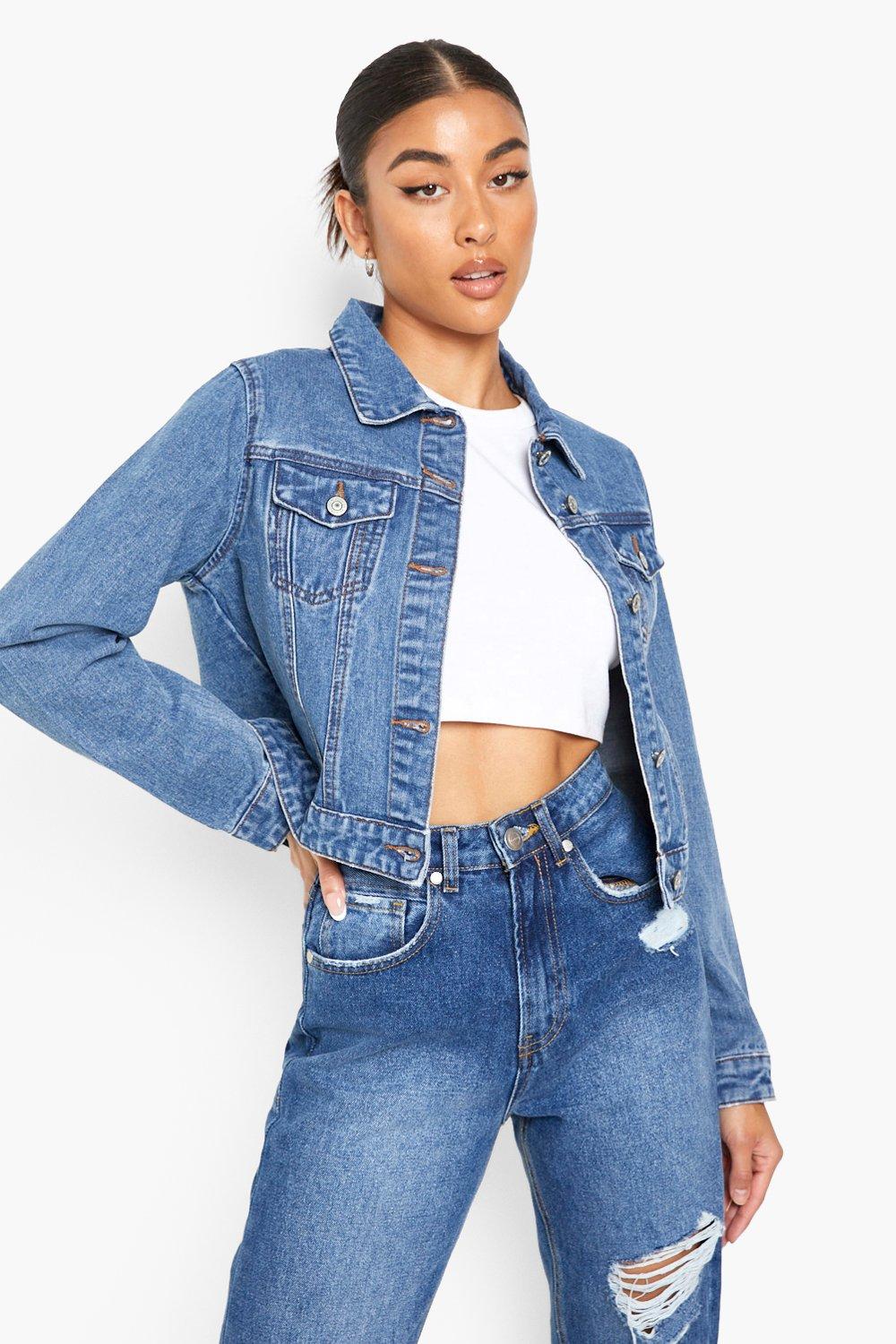 Cropped sales jeans jacke